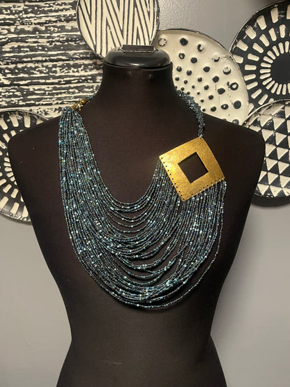 Maasai Beaded Choker with Brass