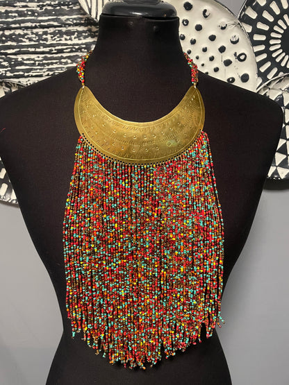 Maasai Beaded Choker with Brass