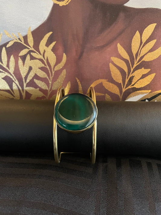 Brass Bracelets W/Glass Pendant