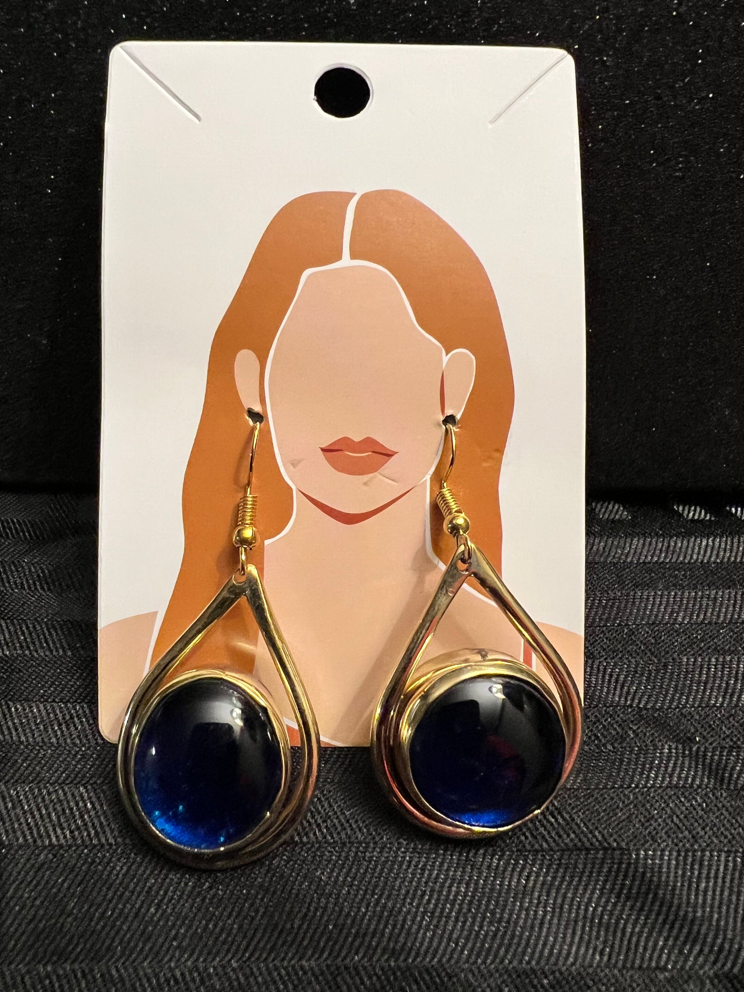 Brass Earrings w/Glass Stone