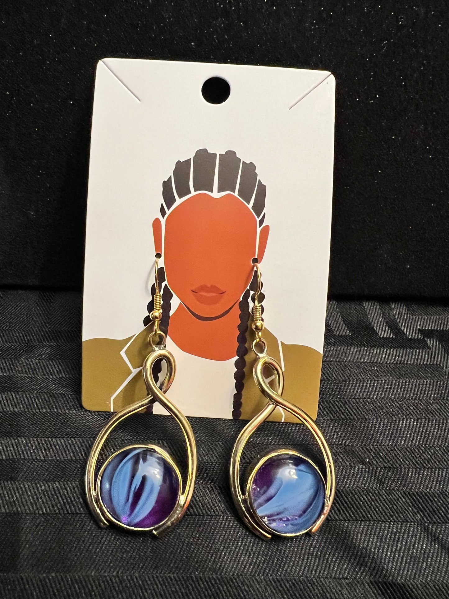 Brass Earrings w/Glass Stone