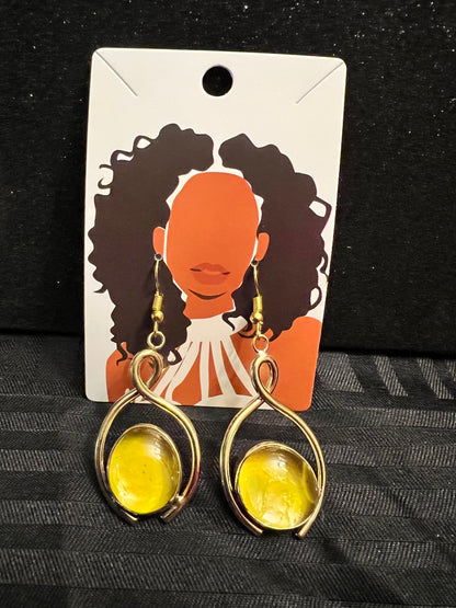 Brass Earrings w/Glass Stone
