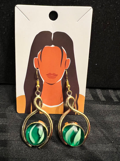 Brass Earrings w/Glass Stone
