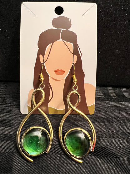 Brass Earrings w/Glass Stone