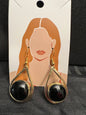 Brass Earrings w/Glass Stone