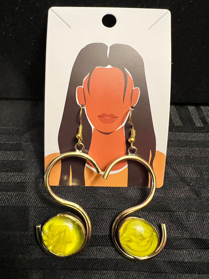 Brass Earrings w/Glass Stone