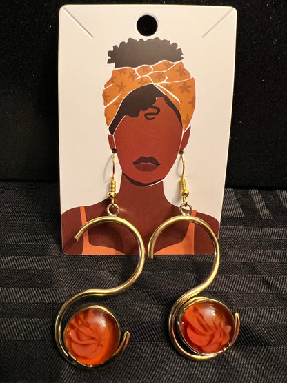 Brass Earrings w/Glass Stone