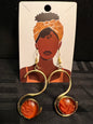 Brass Earrings w/Glass Stone