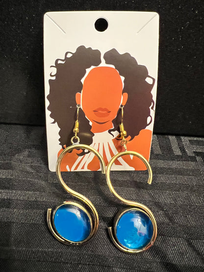 Brass Earrings w/Glass Stone