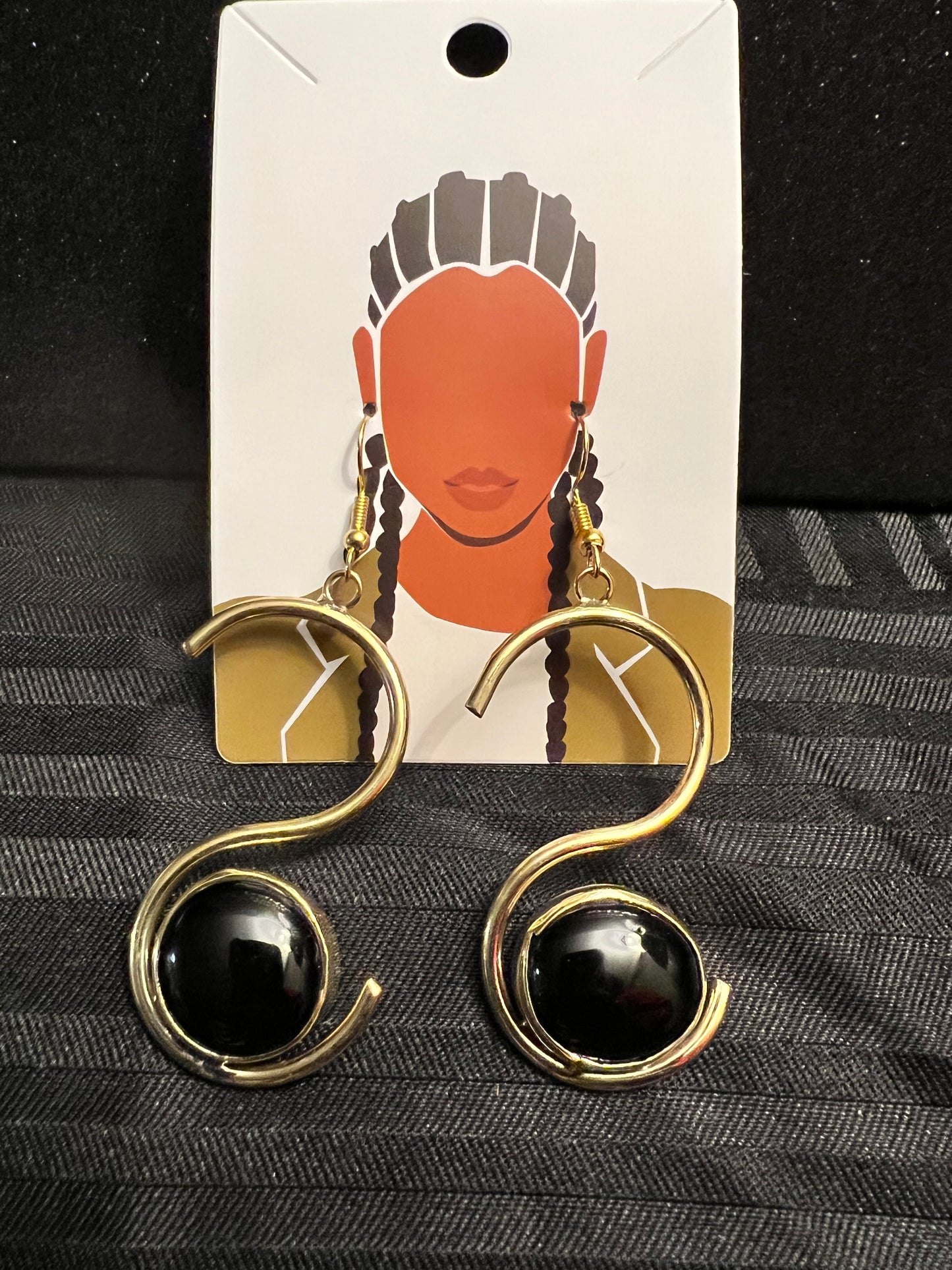 Brass Earrings w/Glass Stone