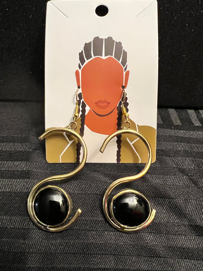 Brass Earrings w/Glass Stone