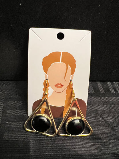 Brass Earrings w/Glass Stone