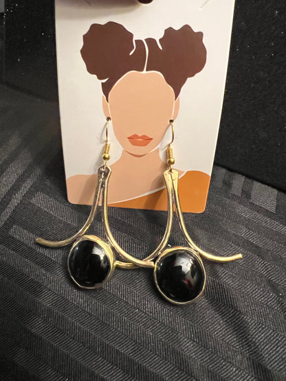 Brass Earrings w/Glass Stone