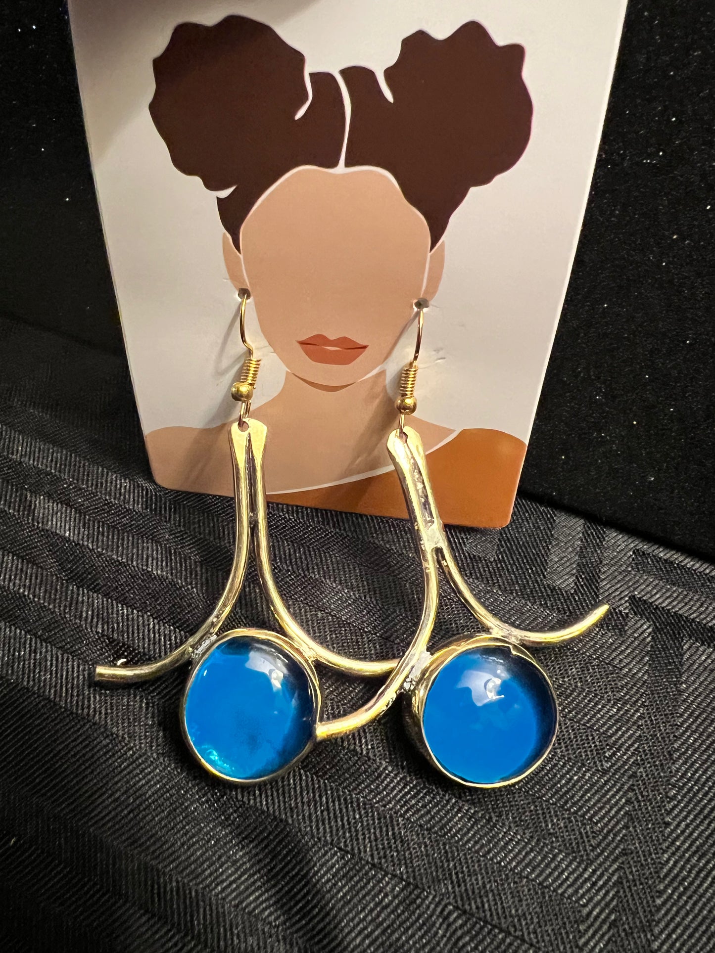 Brass Earrings w/Glass Stone