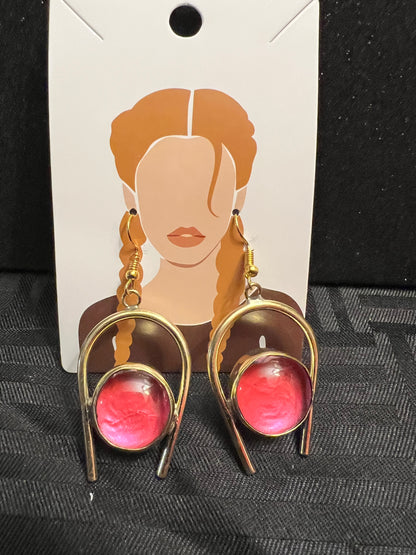 Brass Earrings w/Glass Stone