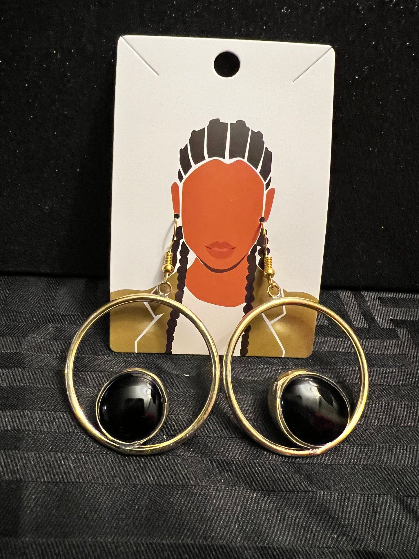Brass Earrings w/Glass Stone