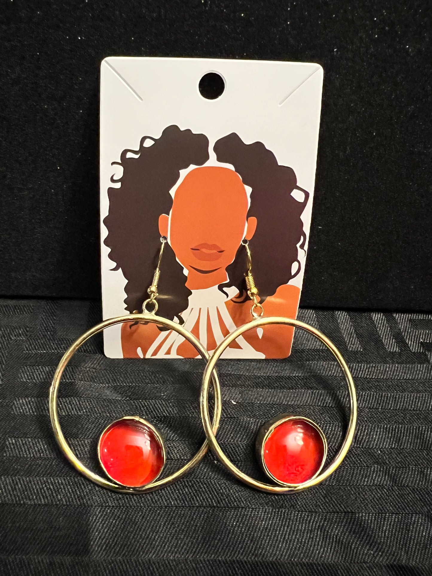 Brass Earrings w/Glass Stone