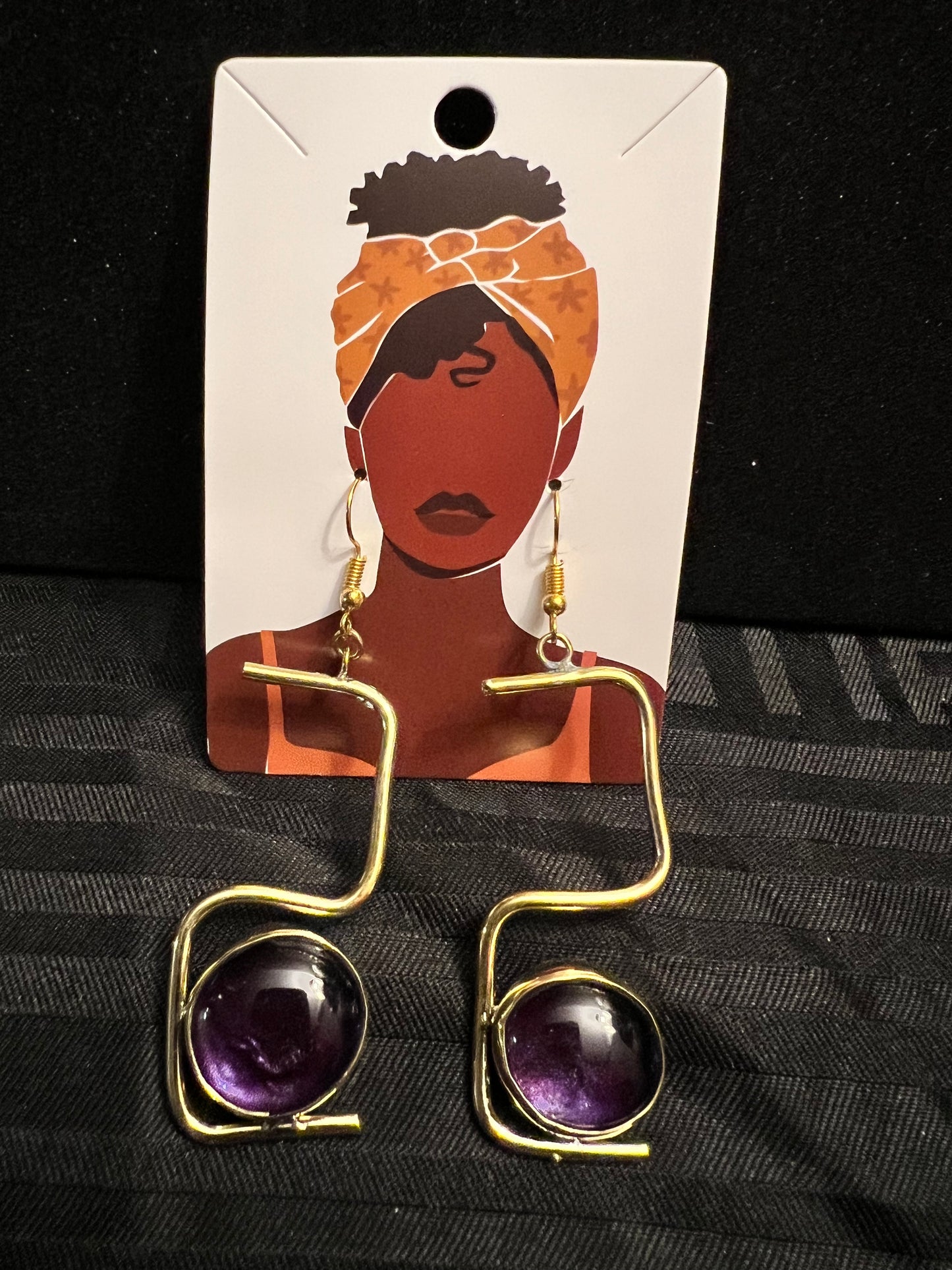Brass Earrings w/Glass Stone