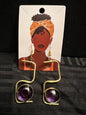 Brass Earrings w/Glass Stone