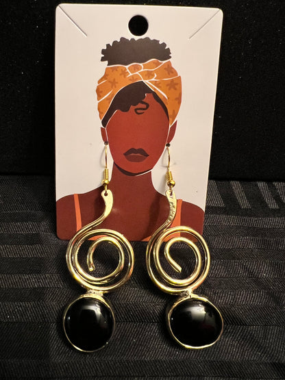 Brass Earrings w/Glass Stone