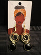 Brass Earrings w/Glass Stone