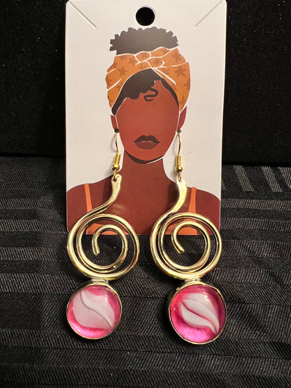 Brass Earrings w/Glass Stone