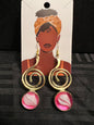 Brass Earrings w/Glass Stone