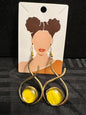 Brass Earrings w/Glass Stone