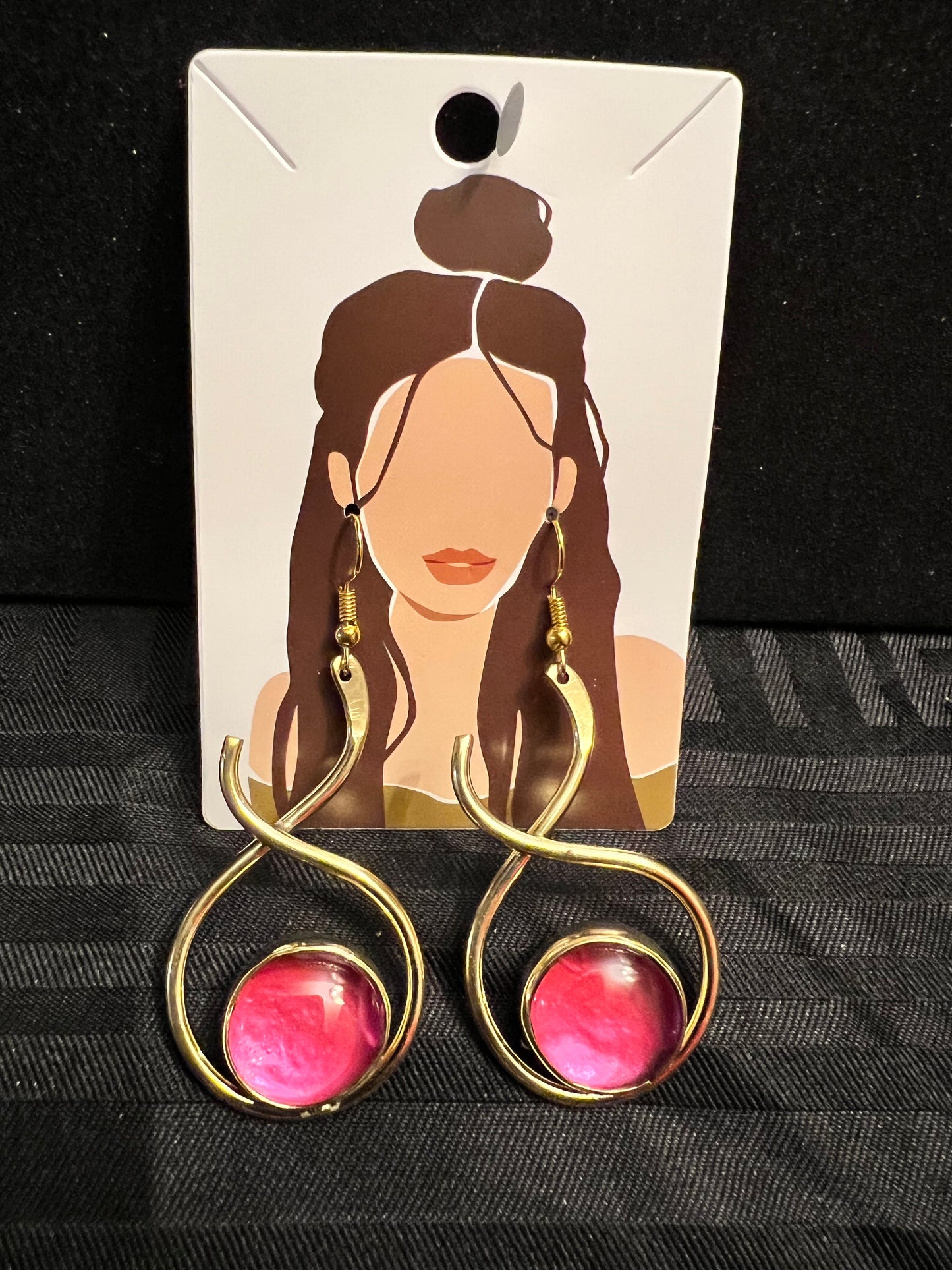Brass Earrings w/Glass Stone