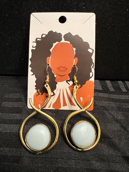 Brass Earrings w/Glass Stone