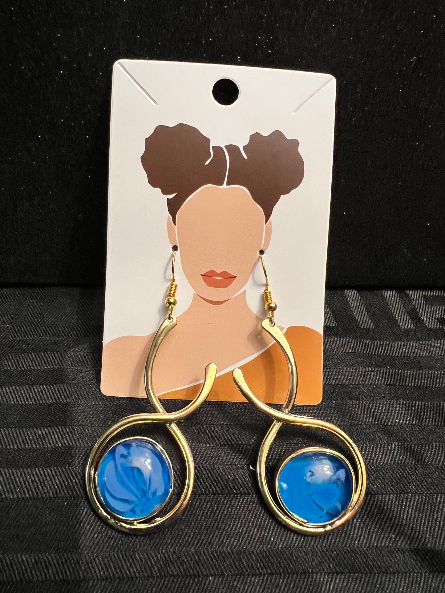 Brass Earrings w/Glass Stone