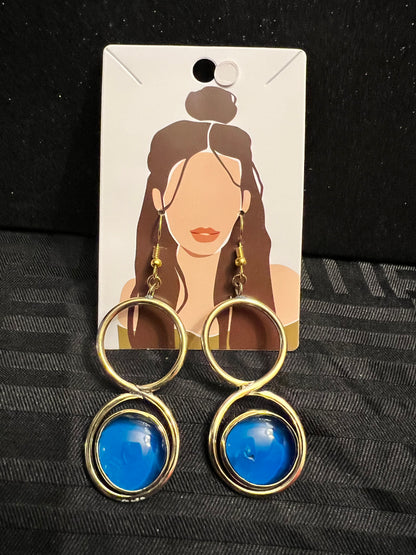 Brass Earrings w/Glass Stone