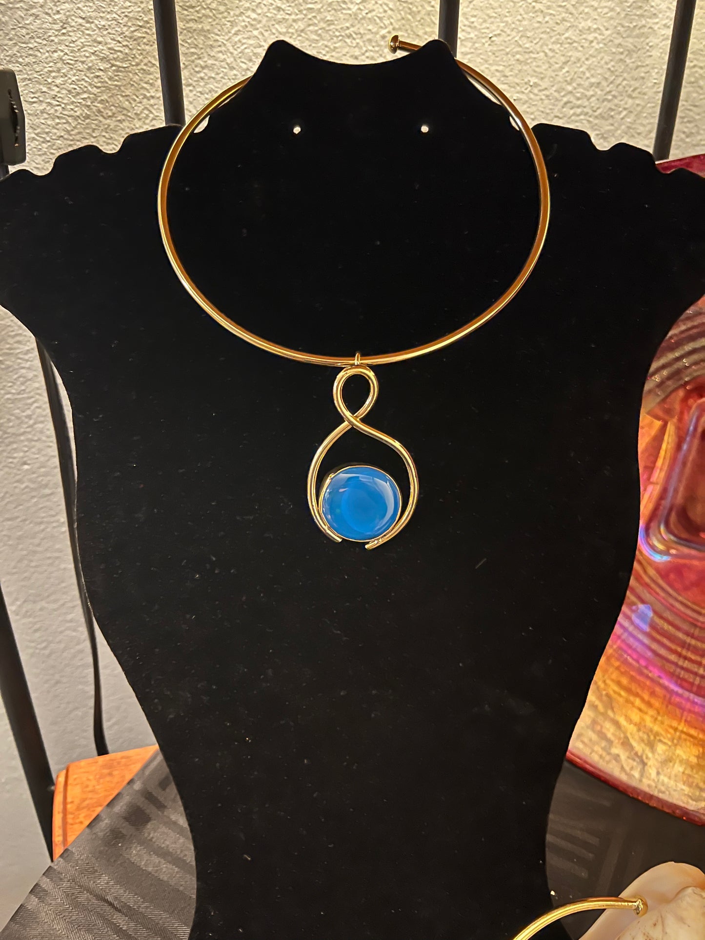 Brass Chokers w/Glass Pendants