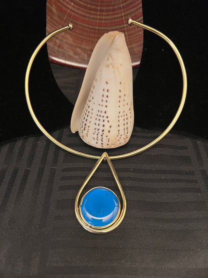 Brass Chokers w/Glass Pendants