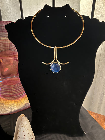 Brass Chokers w/Glass Pendants