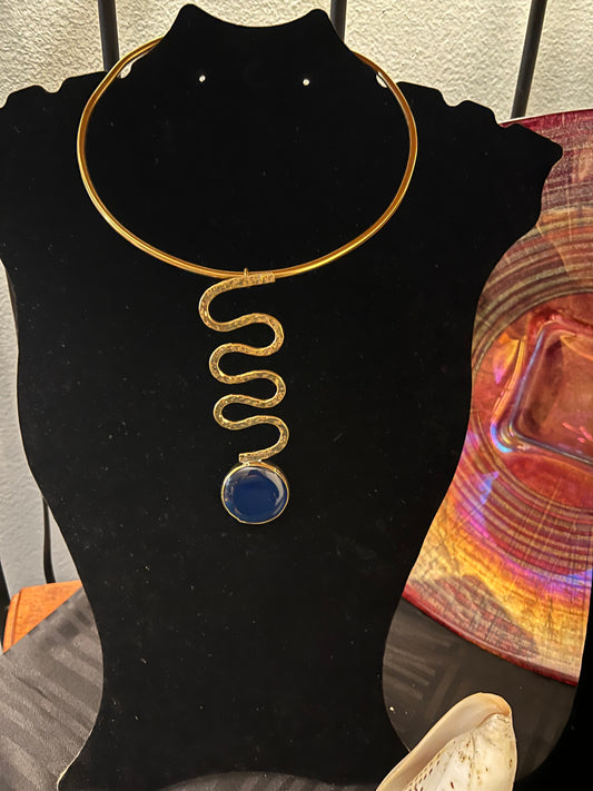 Brass Chokers w/Glass Pendants
