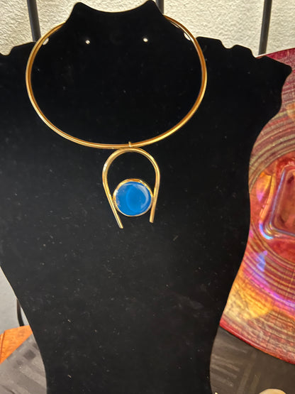 Brass Chokers w/Glass Pendants