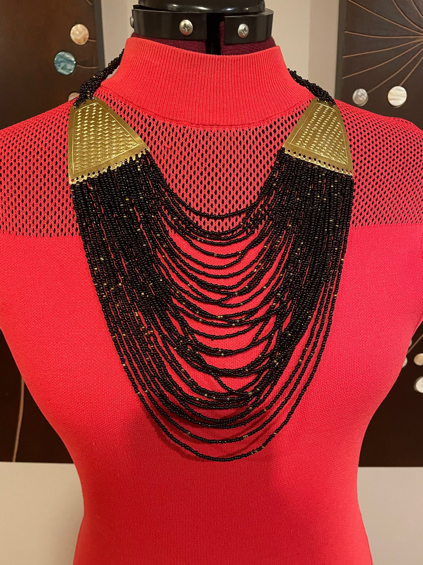 Maasai Beaded Choker with Brass