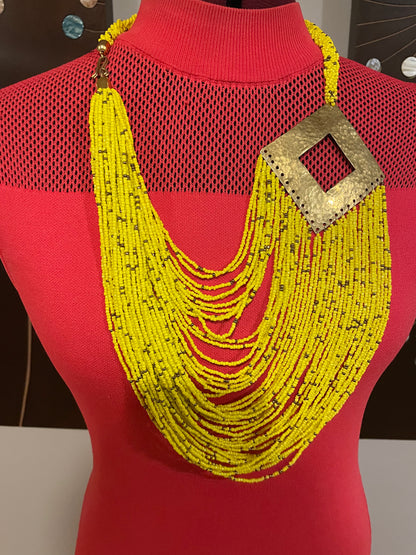 Maasai Beaded Choker with Brass