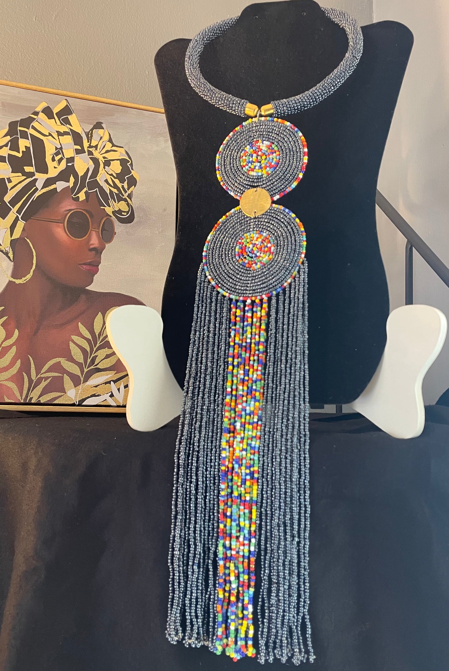 Maasai Beaded Choker with Brass