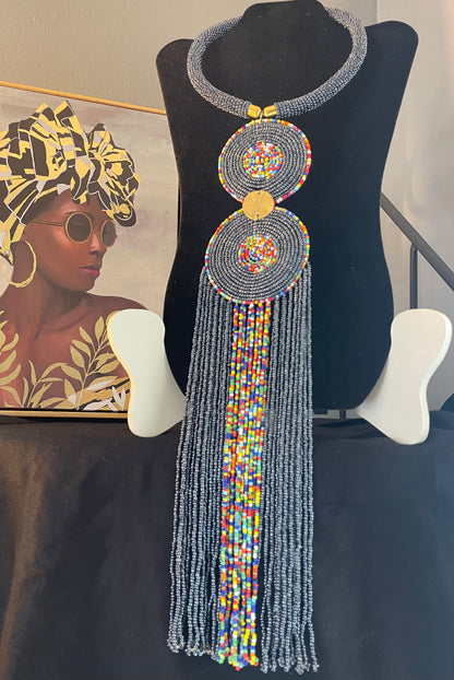 Maasai Beaded Choker with Brass