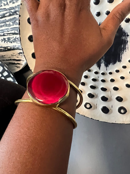 Brass Bracelets W/Glass Pendant Option 2