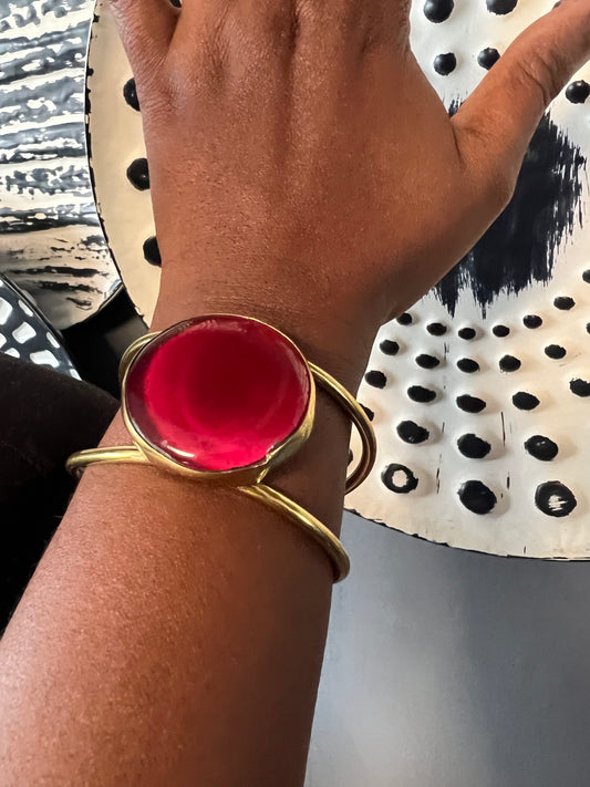Brass Bracelets W/Glass Pendant Option 2